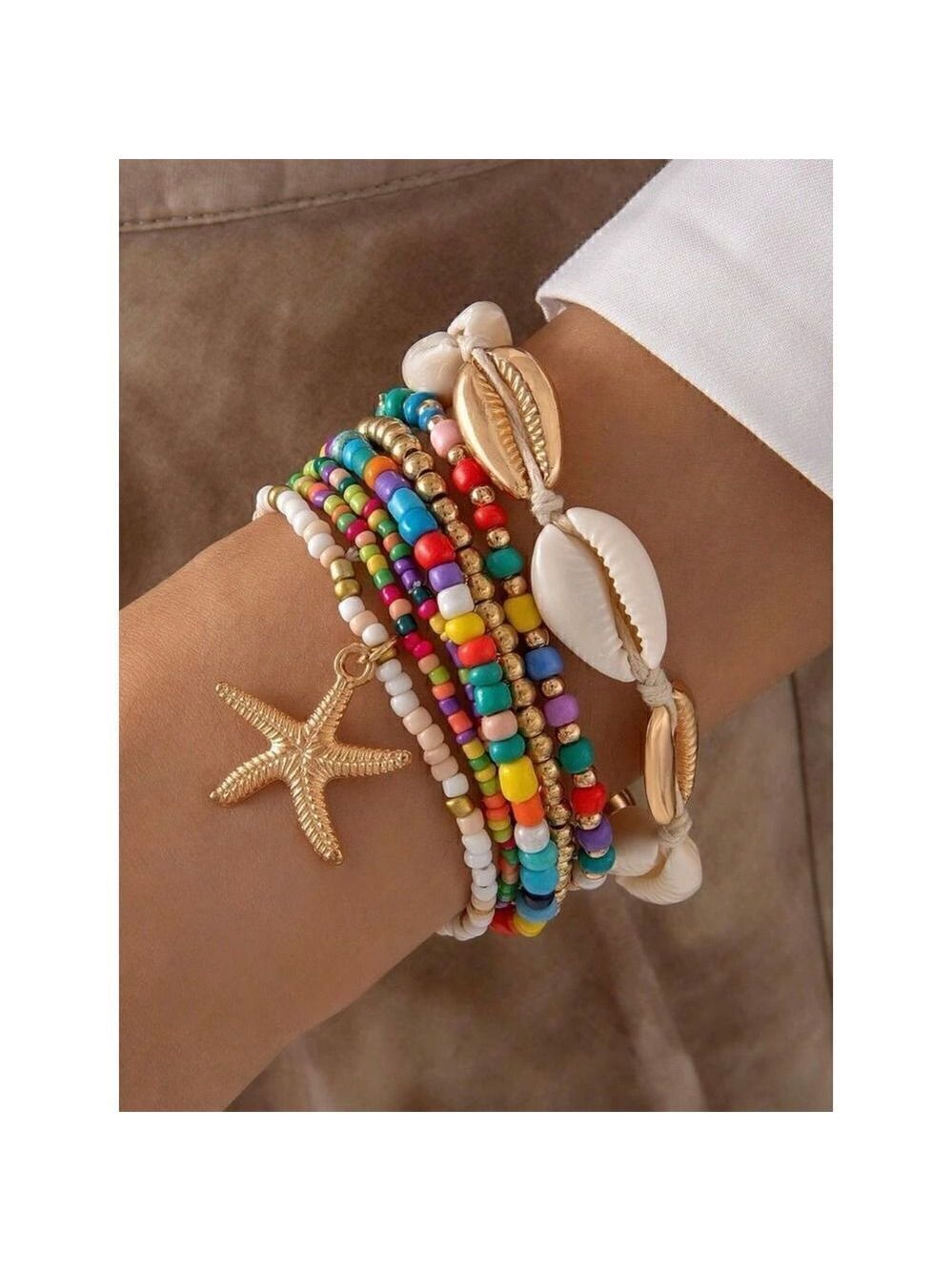 Bohemian Style Mixed Beads Bracelet Set Along with Alloy Star, Multicolor